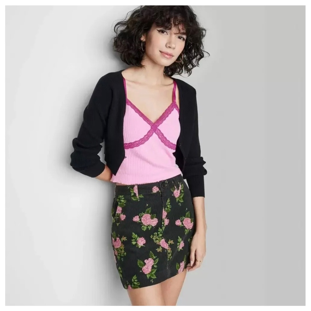 Wild Fable NWOT floral corduroy mini skirt